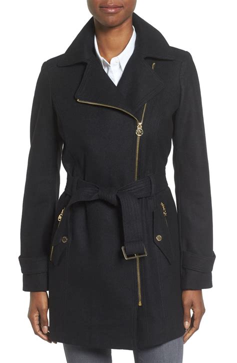 asymmetric wool blend coat michael kors|asymmetrical wool wrap coat.